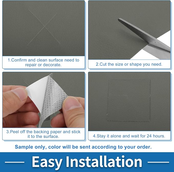 Self Adhesive Leather Repair Patch Strong Stickiness 19.6"x39" Leather Repair Tape PVC Faux Leather Deep Gray 1 Pcs