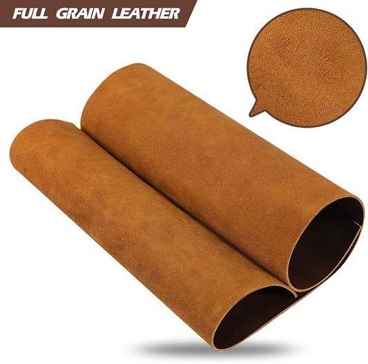 RingSun Genuine Leather Sheets for Leather Craft 10''X10'' Full Grain Leather for Tooling Craft Sewing (2mm), Dark Brown