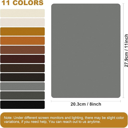 IANZE 2Pcs Leather Repair Patch, Self Adhesive Leather Repair Patch for Car Seats, Couches, Furniture, Sofa, Handbags, Office Chair (Light Grey)