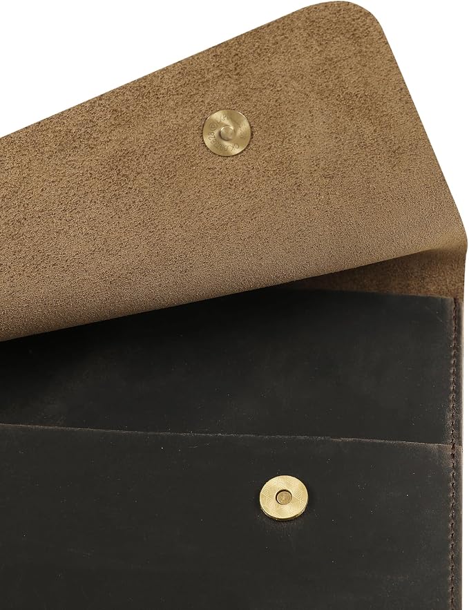 Leather Tablet Sleeve - 12.9/13 Inch iPad Pro Sleeve, Document Holder Folio File Holder, Genuine Leather iPad Case for Protection and Style-Grey