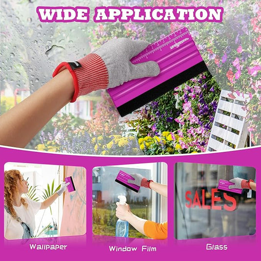 TECKWRAP 2 PCS Professional Plastic Squeegee Tool for Vinyl Decals, Inkjet Vinyl Sticker Paper, and Wallpaper - 6"x2.9", Scratch-Free Application (Pitaya)