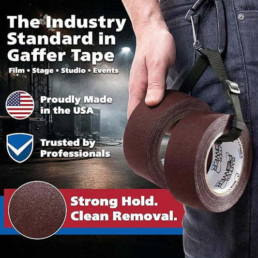 Gaffer Power Burgundy Gaffer Tape 2” x 30 Yards – No Residue, Premium Color, Made in USA, Matte Non-Reflective Cloth Tape for Stage, Events & Cable Management