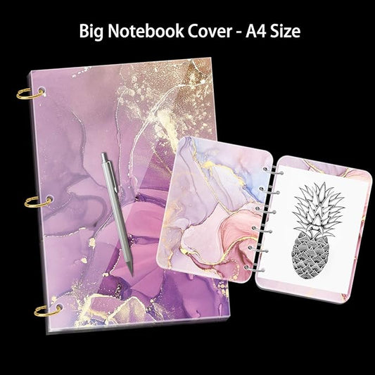 NiArt A4 Large Notebook Cover Epoxy Resin Silicone Molds A4,A5,A6,A7 Bookmark 40PCS Loose Leaf Binder Rings Kit DIY Casting Tool Handmade Agate Art Craft Soft Shiny Glossy Finish Easy Unmold Journal