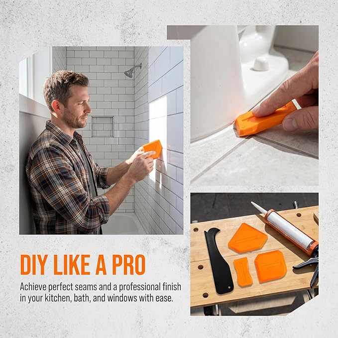 9 in 1caulk smoothingand Grouting Tool, silicone remover,Sealant Trimming and Removal Tool with Grout Squeegee for Bathrooms, Windows, Doors, Kitche