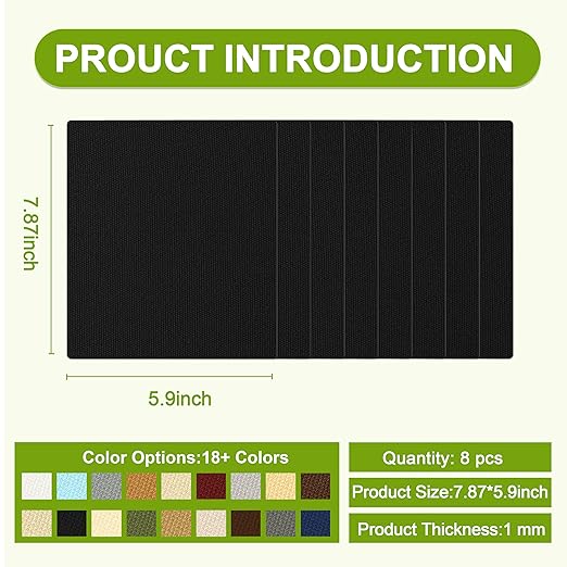 Besezx Canvas Repair Patch,Outdoor Gear Patch, 7.87x5.9 Inches 8PCS,Waterproof Self-Adhesive Fabric Repair Tape for Repairing Boat Covers,Sun Shades,Sofas,Tents,Lounge Chairs,Awnings (Black)