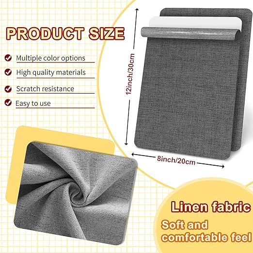 Linen Repair Tape 2Pcs 8x12 inch, Self Adhesive Fabric Patches, Couch Repair Patch Kit, Fabric Repair Tape for Furniture, Sofas, Carpet, DIY, Headboards, Chairs, Pillows, Linen Goods - Light Grey