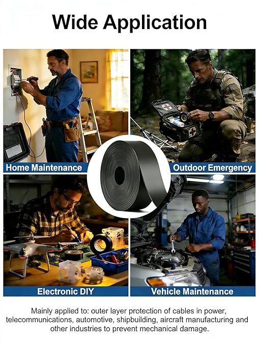 16.5FT Heat Shrink Tape, Electric Heat Tape Shrink Wrap Roll for Electrical Cables, Wires, Pipes, Adhesive Activates Upon Heating Melts and Seals