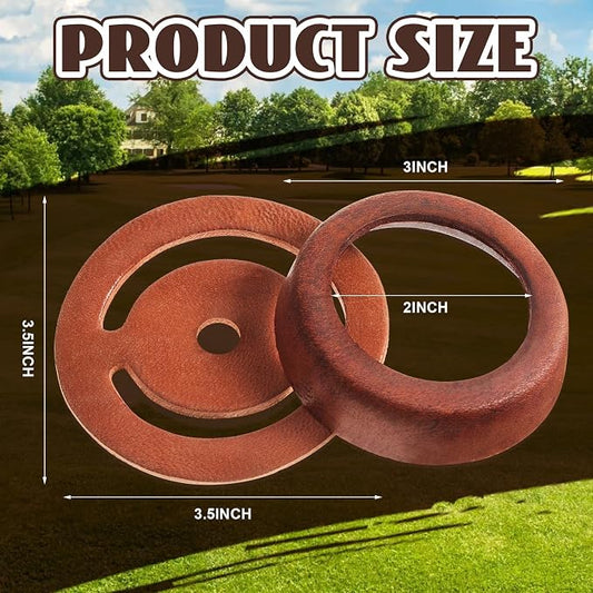Pushglossy 2 Sets Leather Pitcher Pump Repair Kit Include 2 Pcs 3 1/2 Incehs Lower Valve Leather 2 Pcs 3'' x 2'' Leather Cup Leather Lower Valve Leather Cup Pitcher Pump Well Kit for Spout Hand Press