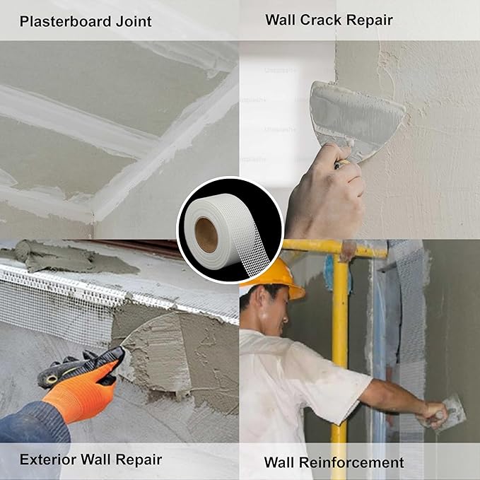 Drywall Joint Repair Tape Self Adhesive Fiberglass Wall Repair Tape Drywall Mesh Tape 2 Inch x 66 Feet Self Adhesive Fiberglass Wall Crack and Seam Patch