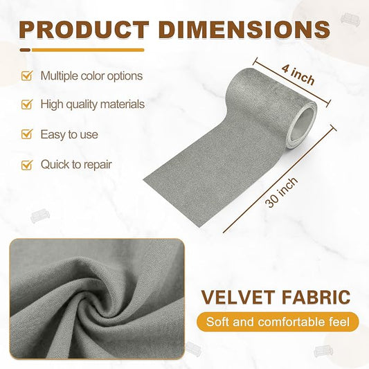 Azobur Velvet Rectangular Repair Patch, Self-Adhesive Flannel Fabric Patch, Multi Colors, Microfiber Patch,Can be Used to Patch Sofas, Car Seats, Handbags, Jacket Holes and Tears (Gray)