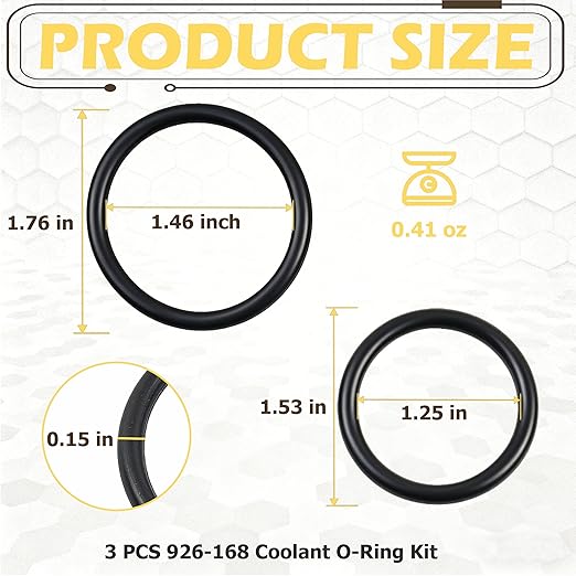 926-168 O-Ring Seal Set(3 Pack) Radiator Hose and T-Pipe Coolant Leak Repair Seal Set Compatible with Select Ford/Lincoln Models Replaces DR3Z-8566-A and BC3Z-8590-F