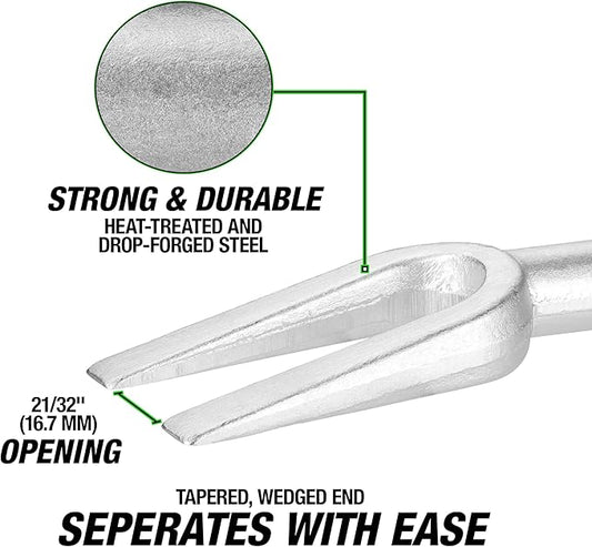 OEMTOOLS 25201 Pickle Fork Tie Rod Removal Tool, 21/32" (16.7 mm) Opening Ball Joint Removal Tool, Drop-Forged Steel, 15-1/2 Inch Length, Long Knurled Handle