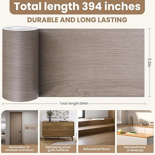 Wood Grain Repair Tape, 5.9 inch X 32ft Self Adhesive Wood Colored Tape for Tables, Chairs, Baseboards, Doors, Windows, Floors, Handicraft DIY.