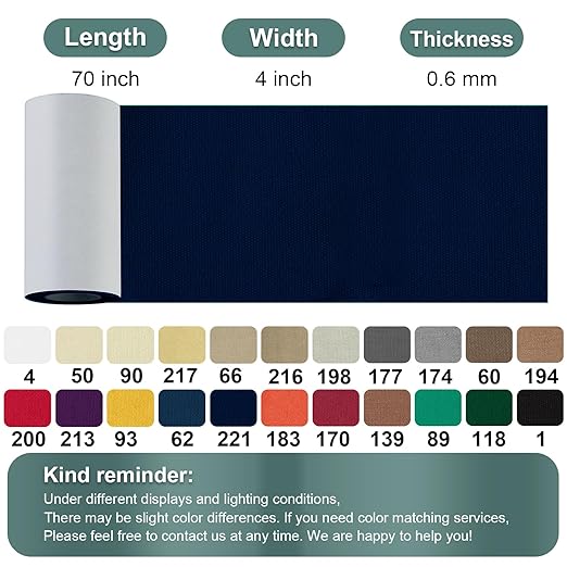 Linen Canvas Repair Tape, 4×63 Inches Navy Blue Waterproof Self-Adhesive Patch for Outdoor Gear, Durable Fabric Tape for Boat Covers,Couch,Tents, Sofas, Sun Shades, Awnings,Lounge Chairs