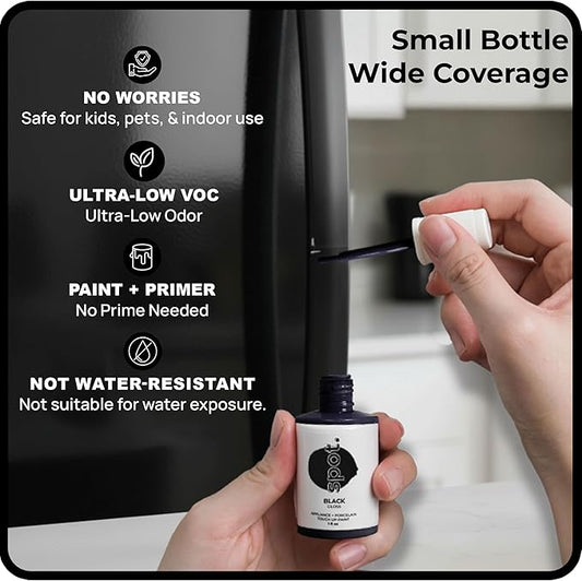 spot. High-Gloss Black Touch Up Paint – Porcelain and Appliance Repair for Chips, Stains, Scratches, and Cracks on Fridges, Microwaves, Dishwashers, Dryers, Tiles, and Metal Surfaces – 1 fl oz