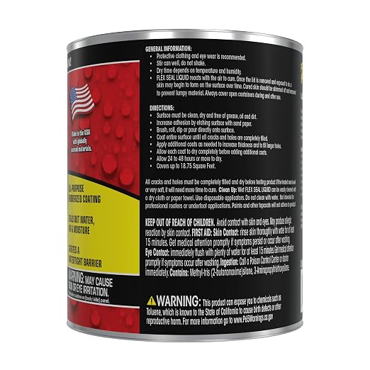 Flex Seal Liquid, Rubber Coating Sealant, Waterproof, Flexible, Breathable, and UV Resistant, Roof Repair, Basements, RV, Campers, Trailers, Marine, EPDM, Masonry, Black, 16 oz