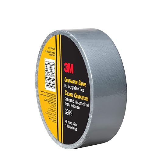 3M Contractor Grade Pro Strength Duct Tape 3979 Silver, 1.88 in x 60 yd – Industrial Multi-Use Professional Adhesive, 1 Pack
