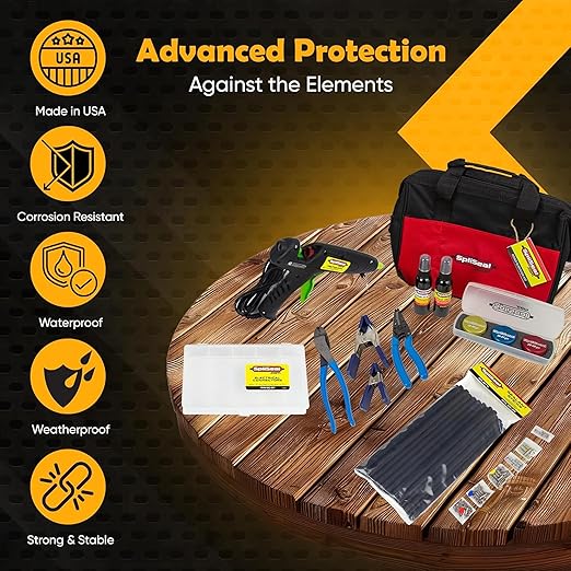 Professional Wiring Splice Sealing Kit, Waterproof Wire Connector System with 80W Glue Gun, Sealant Sticks, Crimper and Stripper for Automotive, Marine, Trailer, ATV/UTV Wire Repair