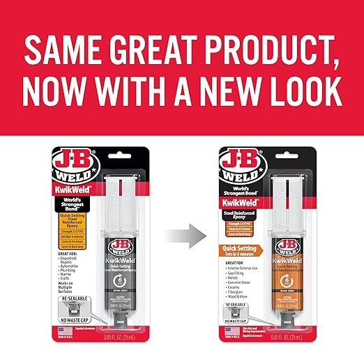J-B Weld 6 Minute Set Epoxy KwikWeld, High Strength, Waterproof, 2 Pack, Dark Grey, 50176-2