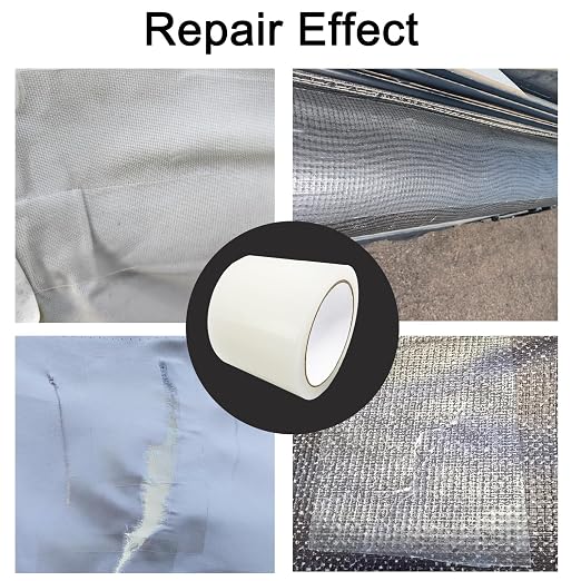 Heavy Duty Awning Repair Tape, Waterproof Strong Adhesive Patch, Instant Fix Tape for Tent, Boat Covers, Tarp, Sail, Canopy, Canvas, Tarpaulin, 3.15IN X 65FT, Clear