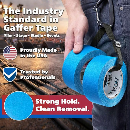 Gaffer Power Professional Grade Gaffer Tape 2 Inch x 30 Yards, Fluorescent Blue – Made in USA, High Visibility Cloth Tape for Floor Marking, Stage, Film, Clean Removal, Heavy Duty