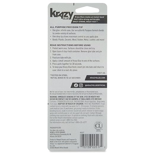Krazy Glue All-Purpose 0.07 Oz Super Glue Tube 2 Pack; Great for Everyday Household Repairs; Forms an Extra-Strong Bond on Wood, Rubber, Glass, Metal, Plastic and Ceramic 12 Pack