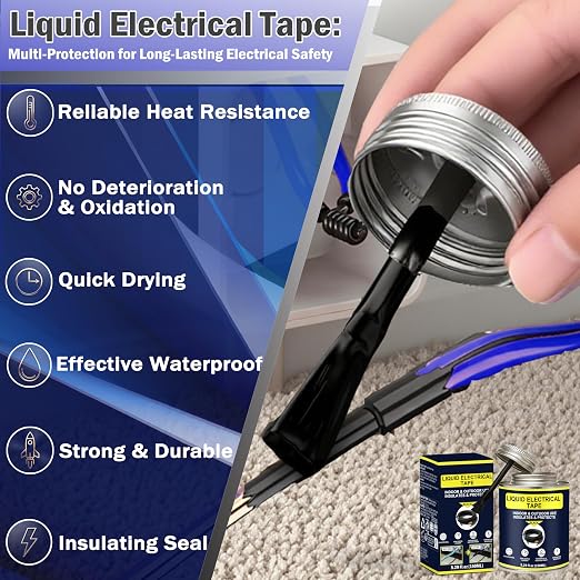 5.29OZ Liquid Electrical Tape Quick-Drying Insulating Glue Waterproof & High Temperature Resistant Liquid Wire Insulation Rubber with Brush Cap for Wires, Cables, Outdoor Electrical Equipment (Black)
