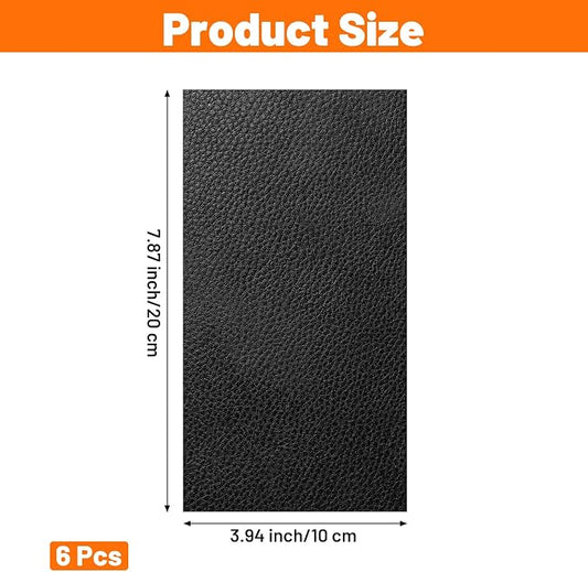 6 PCS 8×4 Inch PU Leather Patch for Car Seat Repair, Self-Adhesive Leather Repair Patch Tape, Vinyl Portable Car Leathers Repairs Kit for Upholstery, Furniture, Couch, Sofa, Cars Seats (Black)