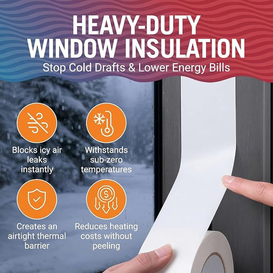Window Sealing Tape White 2 Inch x 100 FT, Weather Seal for Windows, Doors and AC Units, Waterproof UV Resistant, Damage-Free Removal - Better Boat