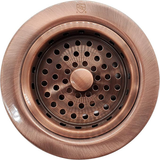 Westbrass D214-50-11 3-1/2" Post Style Large Kitchen Sink Basket Strainer, Antique Copper (50-Pack)