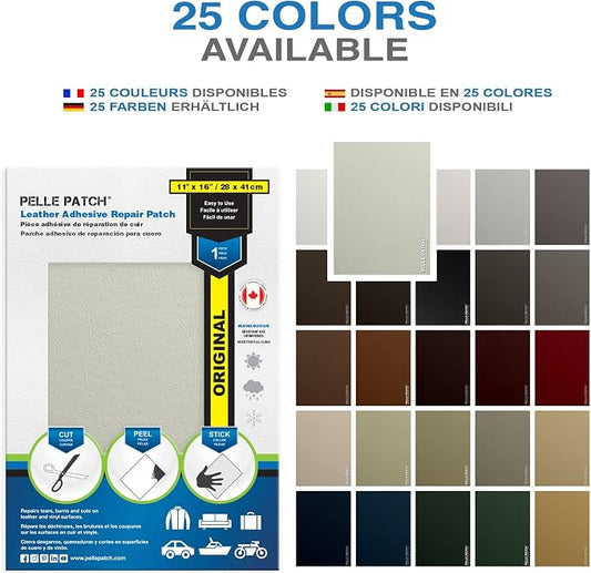Leather Car Seat Repair Kit - 25 Colors Available - Original 11x16 - Off-White