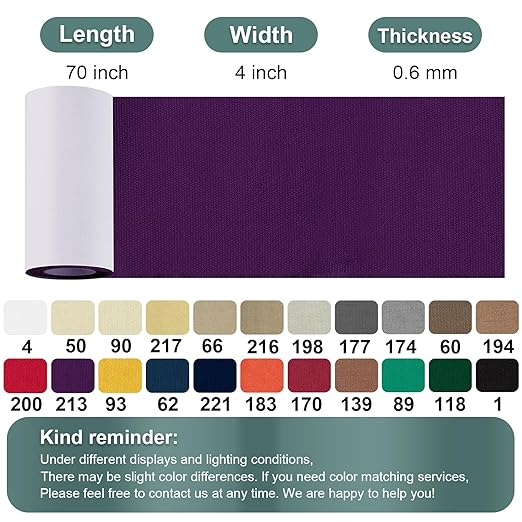 Linen Canvas Repair Tape, 4×63 Inches Purple Waterproof Self-Adhesive Patch for Outdoor Gear, Durable Fabric Tape for Boat Covers,Couch,Tents, Sofas, Sun Shades, Awnings, and Lounge Chairs
