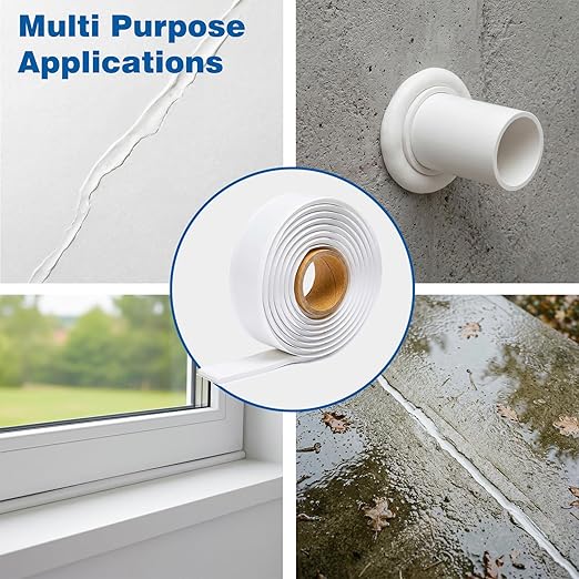 U0U Moldable Silicone Putty,Waterproof Multi Purpose Butyl Seal Putty Tape 66 x 0.6 Inches,Plumbers Duct Seal Putty for Sink Drain Gap Wall Repair (1, White)