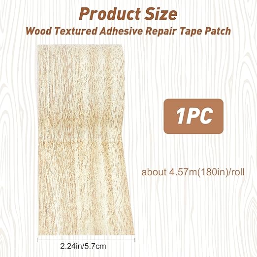 GORGECRAFT 2.2 Inch x 15Ft Imitation Woodgrain Duct Tape Wood Textured Adhesive Grain Repair Tape Patch Waterproof for Door Table Chair Furniture Floor Beautification Decoration, Oak Beige