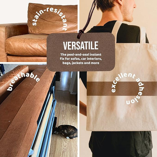 MASTAPLASTA Original Suede/Velvet Repair Tape - Brown Suede 60" x 4" (150 x 10 cm). DIY Self-Adhesive Scratch & Tear Kit. Upholstery-Quality Repair for Couches, Car Interiors, Bags, Shoes and More!