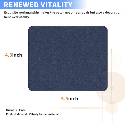 Azobur Sofa Fabric Repair Patch, 6 Piece Microfiber Patches, Self Adhesive Fabric Sofa Patch Repair Fabric, Luxurious Look, Quick Fix Sofa.(Dark Blue)