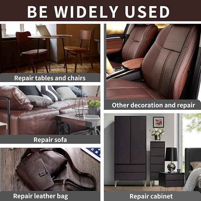 Leather Repair Patch, 24 x 54 Inch, Self Adhesive Leather Repair Tape, Large Vinyl Patch Kit, Vinyl Repair Tape, for Couches, Car Seats, Chairs, Furniture (Dark Brown)