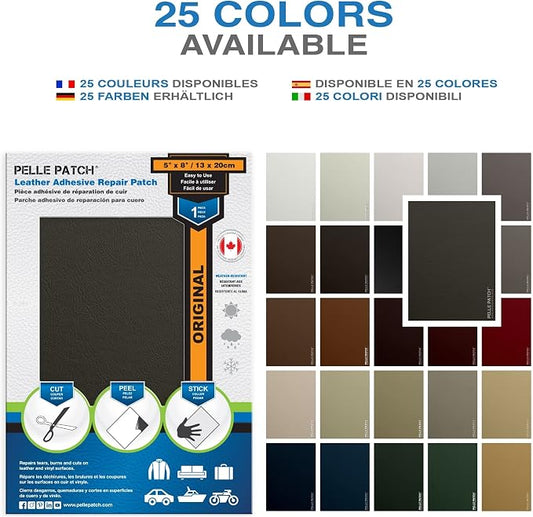 Black Leather Seat Repair - 25 Colors Available - Original 5x8 - Dark Grey