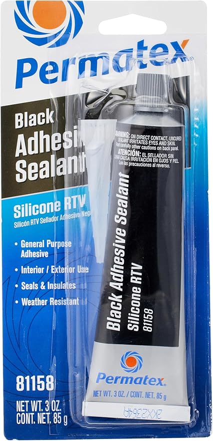 Permatex 81158 Black Silicone Adhesive Sealant, 3 oz. Tube, Pack of 2