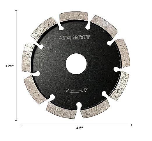 4.5" Diamond Crack Chaser Blades for Routing and Repairing Cracks in Concrete and Asphalt - 1/4" Width with a 7/8" Non-Threaded Arbor