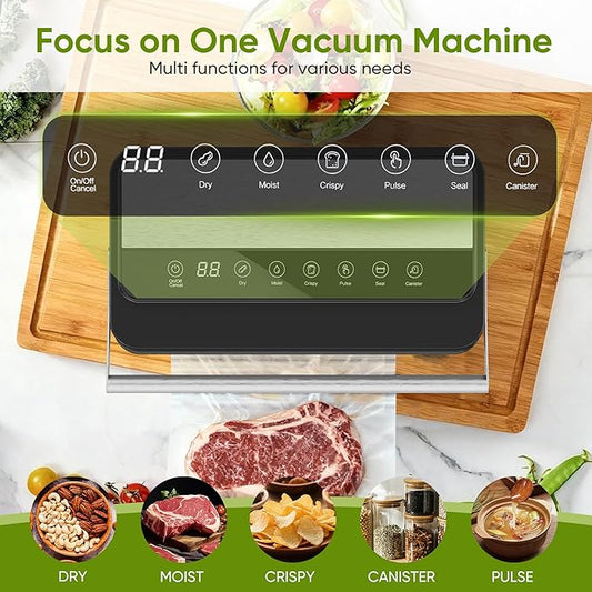 Locksworth 85Kpa Food Vacuum Sealer with Digital Timer, Built-in Cutter, and Storage Box