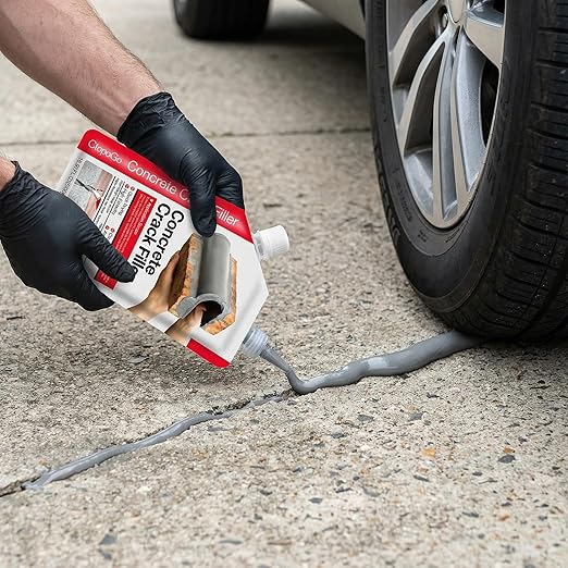 Concrete Crack Filler 6-Pack 6.6LB Grey, Self-Leveling High Elasticity Cement Sealant, Waterproof Repair Caulk for Driveway, Patio, Sidewalk, Garage, Basement– Professional-Grade Durability