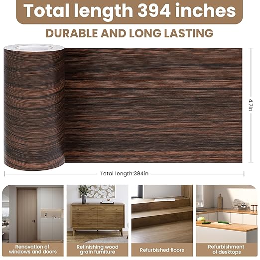 Wood Grain Repair Tape, 4.7 inch X 32ft Self Adhesive Grain Repair Patch for Tables, Chairs, Baseboards, Doors, Windows, Floors, Handicraft DIY.