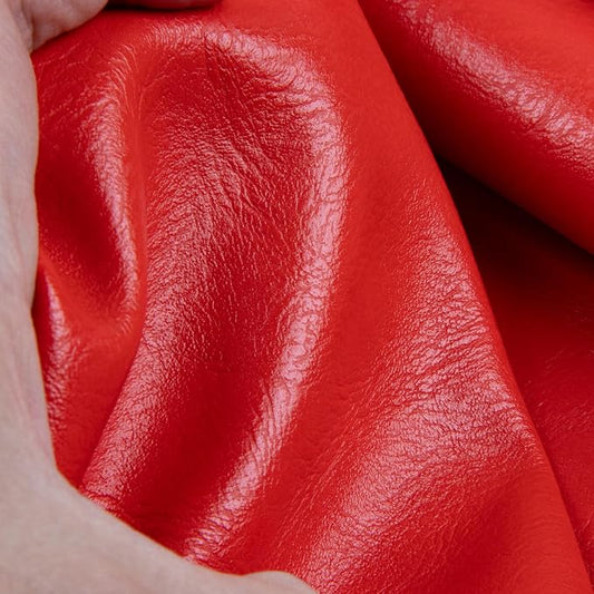 Faux Leather Fabric Sheet, 36 x 54 Inches, Texture Synthetic Material for DIY Crafts, Leather earings,Upholstery, Automotive, Sofa Projects Individual 1 Yard Cut (Bright Red, One Yard)