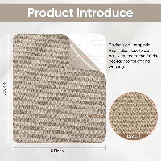 Suede Couch Patch Repair Fabric,6-Piece Self-Adhesive Microfiber Patches,Quick Fix Sofa Chair Car Seat,Furniture,Upholstery Repair Kit. (Beige)