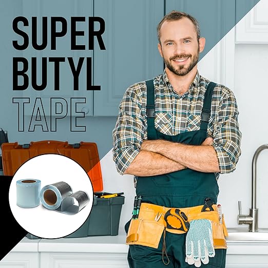 NOON'S UP Super Butyl Tape 16 Feet (Length) / 4 Inch (Width) / 1mm (Thickness) - Butyl sealant Tape, RV, Leak Proof for RV Repair, Pipe, Concrete, Steel Surface (Pack of 1)