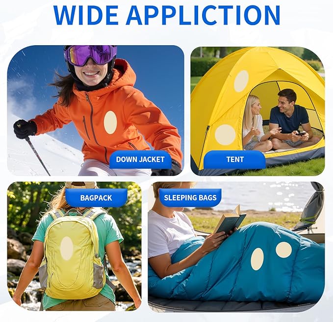 Waterproof Self-Adhesive Nylon Fabric Repair Tape - Tent Repair Kit,4pcs Fabric Patches for Jacket, Clothes, Puffer Down Jacket,Sleeping Bag, Outdoor Gear Tenacious Repairs Tape, Beige