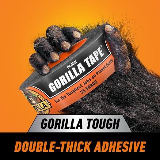 Gorilla Duct Tape, Black Tape, 1.88" x 35 yd (Bulk Pack of 18) - Heavy Duty and Weather Resistant for Indoor or Outdoor