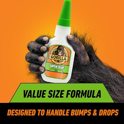 Gorilla Super Glue Gel Value Size, Fast‑Setting Strong Bond, Impact‑Tough Formula, Clear, 28 Grams