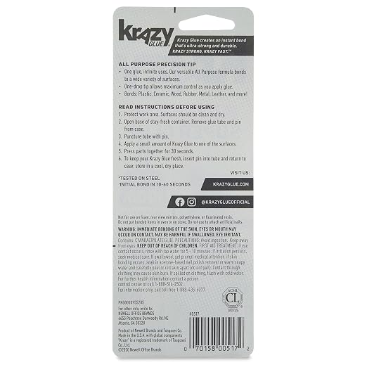 Krazy Glue All-Purpose Super Glue Tube 2g (2 Pack) Great for Everyday Household Repairs; Forms an Extra-Strong Bond on Wood, Rubber, Glass, Metal, Plastic and Ceramic